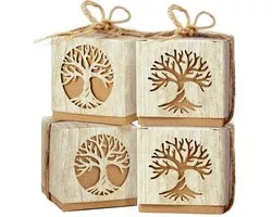 25 geschenkdozen, levensboom, kleine, 5 x 5 x 5 cm, snoep, koekjes, chocolade, bonbons, aandenken, doop, bruiloft, communie, verjaardag, babyshower