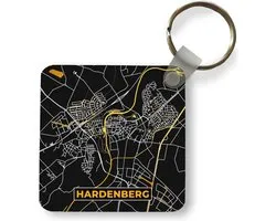 Sleutelhanger - Uitdeelcadeautjes - Kaart - Hardenberg - Goud - Zwart - Plastic