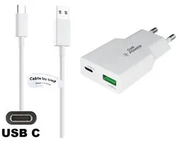 OneOne 30W snellader met 2 poorten + 1,0m sterke USB C kabel. PD PPS lader. GAN oplader adapter past op Motorola Moto G64, G70, G73, G75, G84, G85, G86, G96, G100, Z Force, Z Play, Z2 Force, Z2 Play, Z3, Z3 Play, Z4, ThinkPhone
