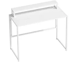 Inklapbaar Bureau met Afneembare Monitorstandaard - Ruimtebesparend Computerbureau - Kantoortafel - Werktafel - Desk - 100 x 48 x 87,5 cm - Wit