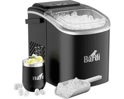 Machine à glaçons Bardi Deluxe - Machine à glaçons comprenant une tasse thermos de Luxe et une cuillère à glace gratuites - 9 glaçons en 8 minutes - Zwart