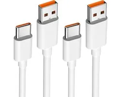 2 stuks 120 W USB C-kabel 1,5 m, USB Type-C kabel voor snel opladen (compatibel met 33W/67W) voor Xiaomi Redmi Note 14/13/12/11s/11/13 Pro/8 9 Pro 9T; Xiaomi mi 13/14/12T/11T Pro/11 Lite/10T/10/12