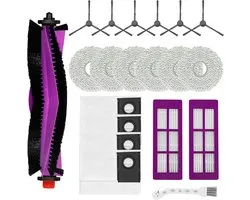 Accessoireset voor Eureka J15 Pro Ultra robotstofzuiger, 1 hoofdborstel, 6 zijborstels, 6 dweilpads, 4 stofzakken, 2 filters, 1 reinigingsborstel