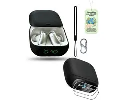 Soundcore Liberty 5 Pro, vloeibare siliconen, schokbestendig, ultradun, soft-touch, krasbestendig, met 2 beschermfolies en karabijnhaak, compatibel met draadloos opladen