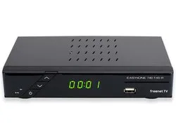 SET-ONE EasyOne 740 DVB-T2 Receiver voor digitale antenne-televisie, privé (freenet TV) en publiekrechtelijke zender met PVR-functie, Full-HD 1080p, HDMI, Hbb-TV, USB 2.0, camping, zwart