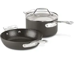Essentials Nonstick Hard Anodized Fry & Sauce Pan met Deksel - Aluminium - Grijs