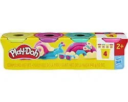 Play-Doh 4-pack Levendige kleuren - Potjes 85 gram - Boetseerklei