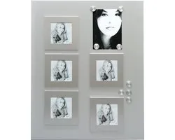 Deknudt Frames tableau magnétique argenté + 5 cadres 9x9cm + 8 aimants