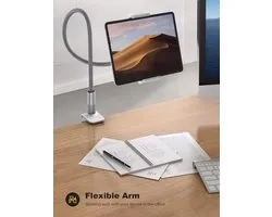 Zwanenhals tablet houder, Universele tablet standaard - 360 Flexibele Lazy Arm houder klem montage beugel bed voor 4.7~10.5 "iPad Air Pro mini, Samsung Tab, iPhone, meer apparaten - Grijs