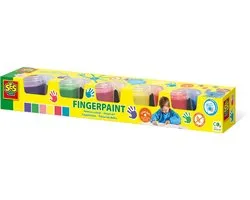 SES Creative - Vingerverf 6 kleuren - mengbaar - makkelijk uitwasbaar – vingerverven voor kinderen - glutenvrij