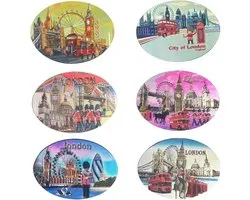 6 Magneten Set Londen Souvenirs - Union Jack en Iconische Bezienswaardigheden