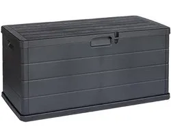 Cushion Box Weatherproof 340L – Storage Box Plastic Garden Box, Lockable, UV-Resistant, Weatherproof, Wood Look Plastic with Wheels for Balcony, Patio, Garden