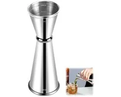 Doseur cocktail double face - doseur d'onces - doseur de bar - doseur de 30/60 ml - outil cocktail - avec graduation - convient pour la maison, le restaurant et le bar - couleur argent - 12,9 x 4,6 cm