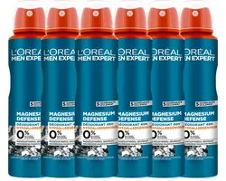 L'Oréal Paris Men Expert Magnesium Defense Deodorant 48H - 150ml - Deodorant Spray - 6 stuks voordeelverpakking