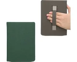 kwmobile e-reader hoesje geschikt voor Pocketbook InkPad 4/Color 3/2 / Vivlio InkPad 4/Color 3 hoes - Canvas eReader flip case - E reader cover met handband - In donkergroen