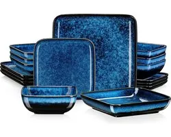 Vancasso Servies - Serviesset - Serviesset 4 personen - Vierkant - 16-delig - Blauw