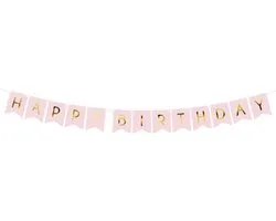 Verjaardags feest slinger - 2x - Happy Birthday - roze/goud - 1,75 meter - feest slinger