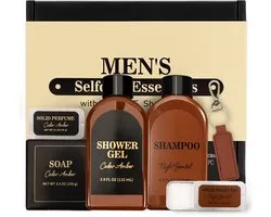Body & Earth - Cadeau voor Man Verjaardag - Gentlemen Pack Amber - Stoere Geschenkset Bad & Lichaam - Cadeau Pakket voor Hem - Wellness bath - Heren giftset - Verwenpakket Mannen, vader, vriend, papa, broer - cadeautje voor hem