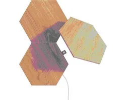 Nanoleaf Elements Pack d'extension, 3 Panneaux LED Connectés Effet Bois Aditionnels - Appliques Murales Luminaires Intérieur Hexagonales Modulaires et Variables Wi-Fi, Compatible Siri, Google, Alexa, pour Salon Chambre Bureau