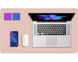 K KNODEL Double Sided Desk Mat, New Design Desk Pad, Upgrade Sewing PVC Leather Desk Blotter Protector, Mouse Pad, Writing Mat for Office and Home (3560, Pink)