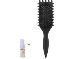 Aurgan Curl Styling Haarborstel zwart met 10ml Aurgan arganolie - krullenborstel - volumieus haar - krullen borstel - antiklit - curl brush - Curl defining brush - Curly Girl CG Methode
