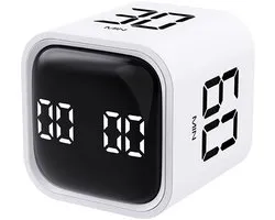 Pomodoro Techniek Timer - Time timer - Kookwekker -Timer - Digitale afteltimer - Roterende kubustimer - Eierwekker - Wit timer