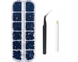 Kit de strass - Bedazzle Kit - ensemble de strass - Lot de 1 - kit nail art - kit strass DIY - kit bedazzled - Pour décoration, Diamond Painting, nail art - Noir - Stylo et pince à épiler inclus