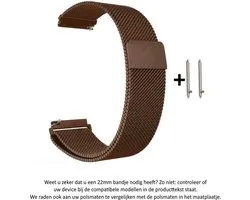 22mm Milanees Sporthorloge Bandje Bruin voor (zie compatibele modellen) Samsung, LG, Asus, Pebble, Huawei, Cookoo, Vostok en Vector - magneetsluiting – Milanese RVS Armband Brown - Gear S3 - Zenwatch - 22 mm