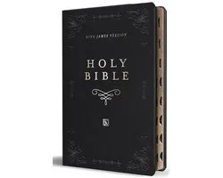 KJV Large Size Giant Print Editions- KJV Holy Bible, Giant Print Thinline Large format, Black Premium Imitation Leather with Ribbon Marker, Red Letter, and Thumb Index