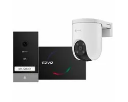 EZVIZ Outdoor Security Kit – H8C SE Buitencamera + HP7 Videodeurbel - 2K Resolutie - 360° Pan & Tilt - AI Mensdetectie & Auto-Tracking