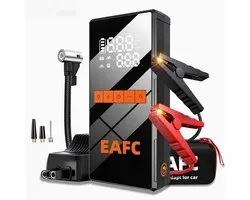 EAFC 12V Jumpstarter voor Auto & Motor met Compressor - 1000A / 20.000 mAh - 5-in-1 Starthulp met Compressor, Powerbank, LED Zaklamp en SOS Noodlicht - Jump Starter - Incl