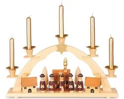 BRUBAKER Arche de Noël pour bougies - Sternsinger - Arche lumineuse traditionnelle - Arche de Noël 32 cm - Bougeoir de décoration de Noël - Bougeoir pour Noël