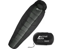 Active Era Professional Premium Slaapzak – 300 GSM Vulling en Waterafstotend – Mummieslaapzak met Binnenzak – 4 Seizoenen voor Kamperen, Camping, Backpacken, Hiken, Festivals, Logeren, Buitenhuis – Volwassenen & Kinderen – 220x80cm – Zwart