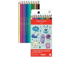 CARAN D'ACHE crayons de couleur SWISSCOLOR KAWAII Monsters, hydrosolubles, 12 pièces