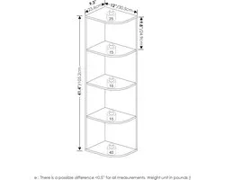 4-Tier Corner Open Shelf Bookcase - White Oak Finish - Furinno Pasir