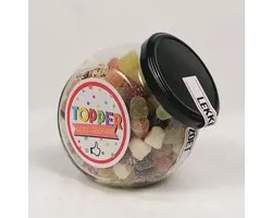 Snoep Cadeau - Snoeppot "Je bent een topper - goed gedaan" (550g Tum Tum) - Compliment & Waardering Cadeau - Glazen Pot met Vrolijk Snoepgoed - Geslaagd / Bedankt Collega & Juf / Meester