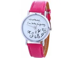 Fako Bijoux® - Horloge - Whatever, I'm Late Anyway - Fuchsia