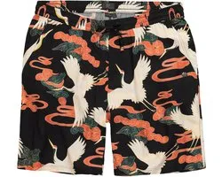 JP 1880 - Heren - Bermuda viscose all-over print relaxed fit - Zwart - Maat 4XL