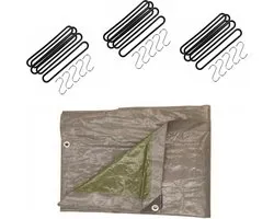 Talentools - Bâche grise 8x12 mètres avec 40 caoutchoucs de tension et crochets en S