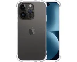 Hoesje - Geschikt voor Apple iPhone 15 Pro Max - Sterk & Shockproof - Siliconen Shock Case - Hoes Cover - Telefoonhoes - Transparant