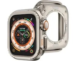 FFO2World Boîtier métallique en titane – Titane – Compatible avec Apple Watch Ultra 49 mm – Protection robuste Bumper . Étui de protection Ultra Super Apple Watch en métal titane avec bouton rotatif.