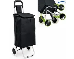 Dreamble® - Opvouwbare Boodschappentrolley - 46 Liter - Extra Stabiel dankzij 5 Bevestigingspunten - Zwart