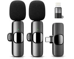 EXCITAT Draadloze Lavalier-microfoon - Geschikt voor iPhone, Android-computer - Minimicrofoon - Geschikt voor livestreaming, video-opnames, interviews binnen en buiten, YouTube, TikTok, vloggen