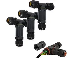 Connecteurs de câbles LED's Light Pro Connecteur en T - IP68 étanche - Pour 3 câbles de 4 à 14 mm - 3PACK