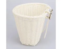 Vélo d'équilibre pour enfant en panier - tressé - rotin plastique - sangles réglables - blanc