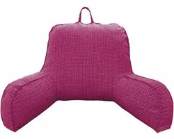 Reading Pillow - Faux Linen Bed Reading Pads for Adults Adults Back Cushion for Sitting Bed Armrest, Back Rest Pads with Arm and Pocket and Washable Cover (Hot Pink)