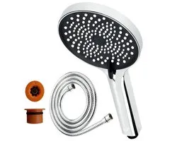 Besjaar® Pommeau de douche – Douche à effet pluie – Pommeau de douche avec flexible – Wellness – 3 réglages de jet – Haute pression – Meilleure peau – Douchette à main – Douchette à main moderne de Luxe – Chrome