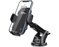 2-in-1 autotelefoonhouder met zuignap, te bevestigen aan dashboard en voorruit - Telefoonhouder - Autotelefoonhouder - Telefoonstandaard - Universeel en verstelbaar - Past op alle telefoons - Zwart