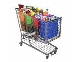 Sac à provisions pour chariot de supermarché - Incl. Sac isotherme - Libre-service - Supermarché - Shopping Bag - Shoppin Cart Bags - Pliable - Sac à provisions réutilisable (lot de 4) - pliable - sacs à provisions lavables - sacs multifonctionnels