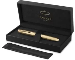 Parker Sonnet Ciselé Special Edition rollerballpen, dop, huls en detail met gouden afwerking, fijn, zwarte inkt